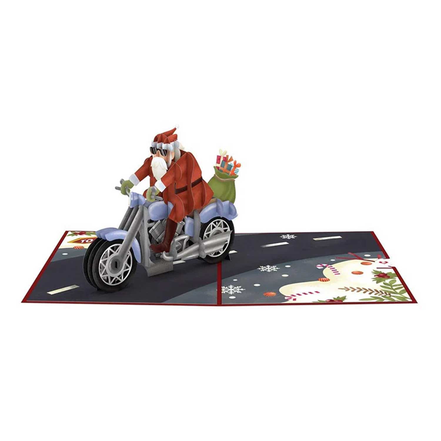 Weihnachtsmann-Biker 3D Pop-Up Karte