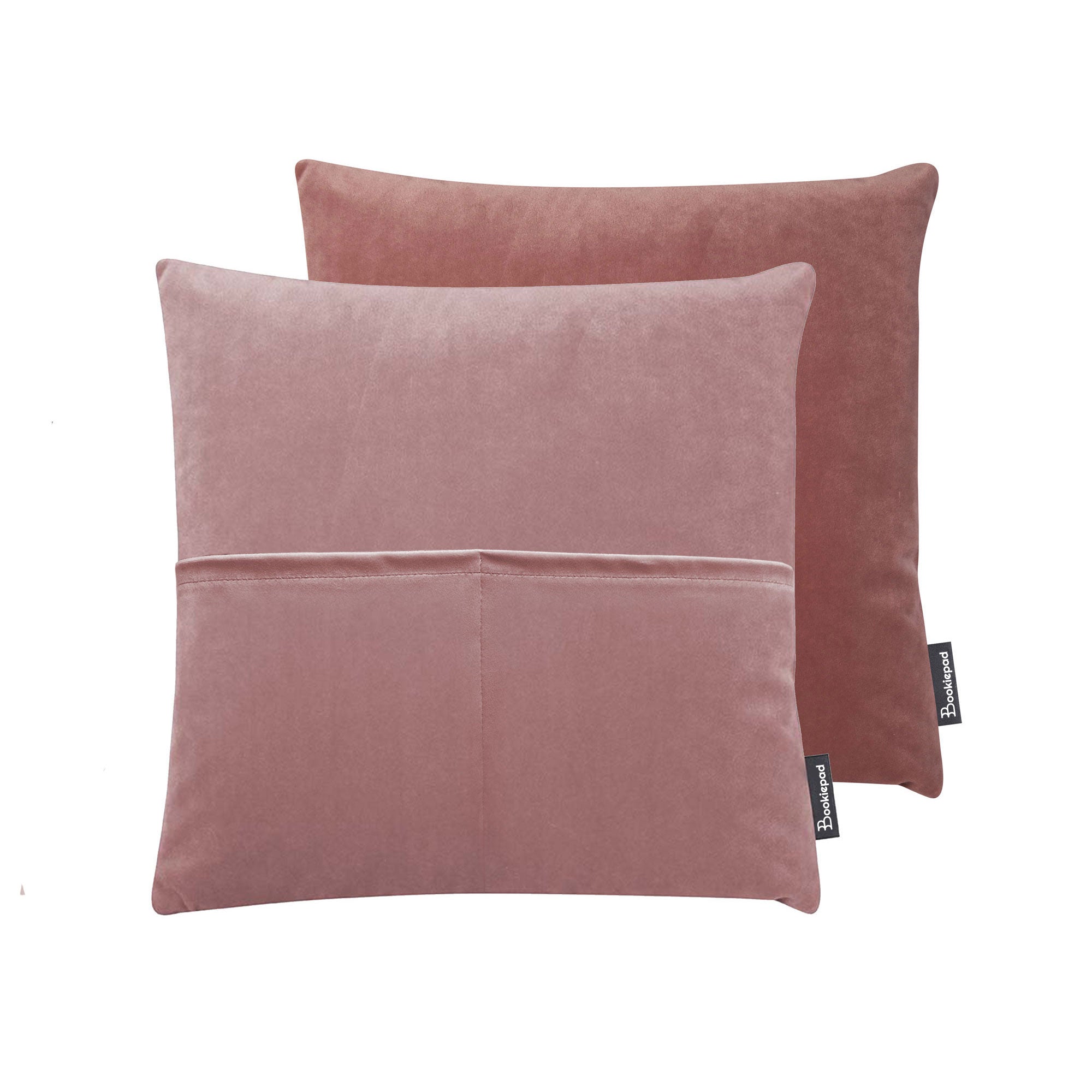 Kissen mit Tasche Cozy Samt in - Rose - Bookiepad, Taschenkissen, Bücherkissen, Lesekissen