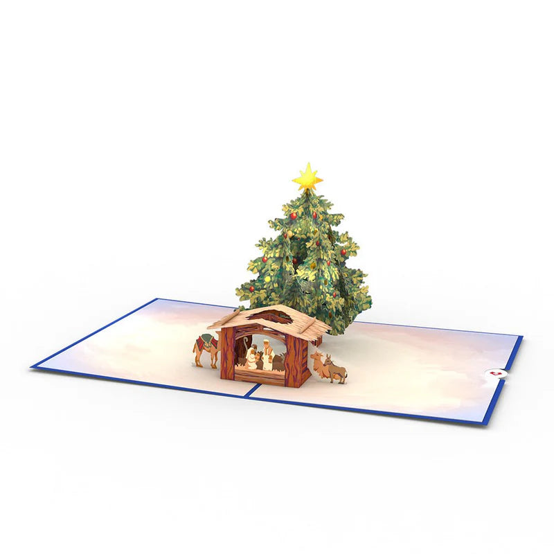 Weihnachtsbaum & Weihnachtskrippe 3D Pop-Up Karte